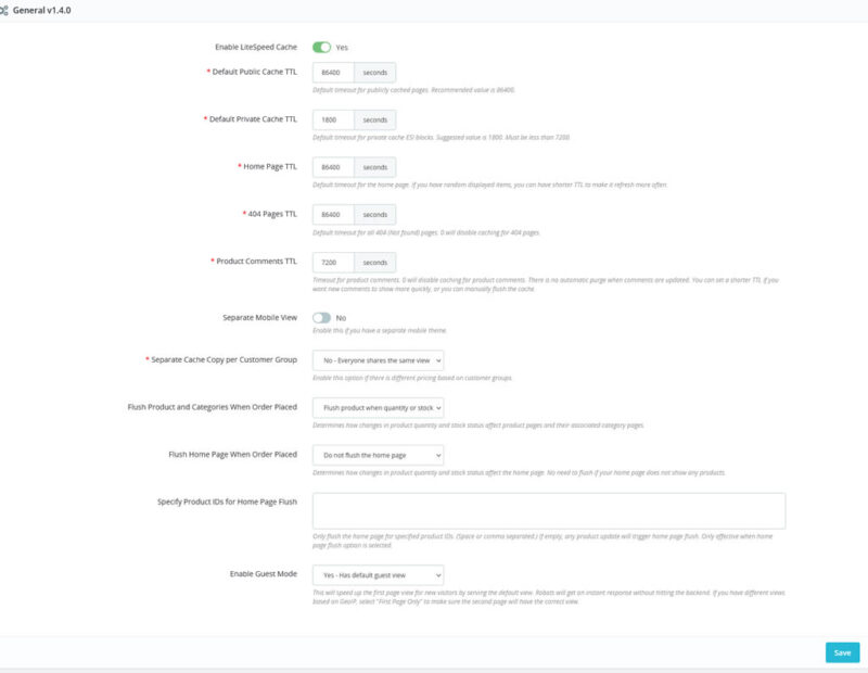 Hosting PrestaShop con LiteSpeed: Installare il plugin e configurare il crawler