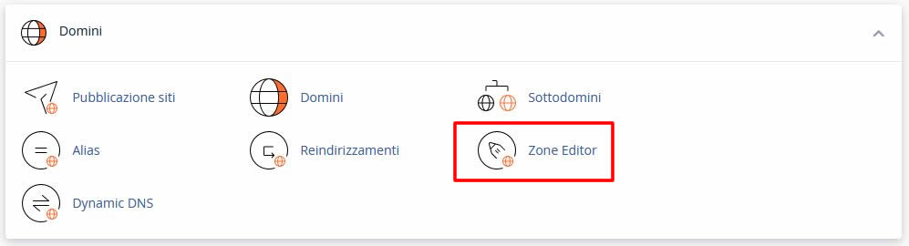 Zone Editor nel pannello cPanel