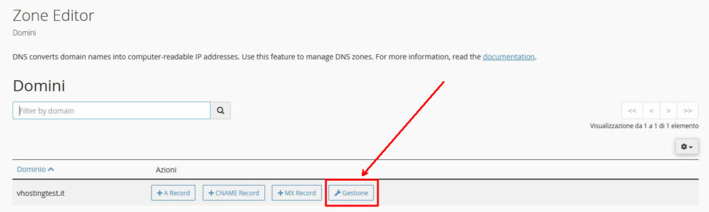 Gestione della zona DNS tramite cPanel