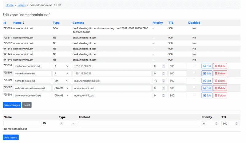 Creare un redirect del dominio