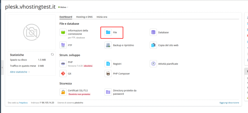 Creare un redirect del dominio