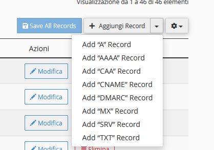 Aggiungere un record DNS nello Zone Editor di cPanel
