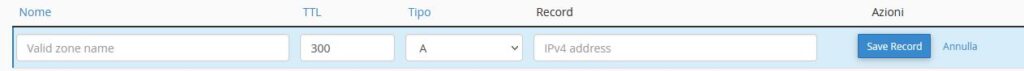 Salvare un nuovo record DNS in cPanel