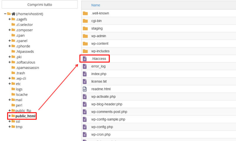 Creare un redirect del dominio