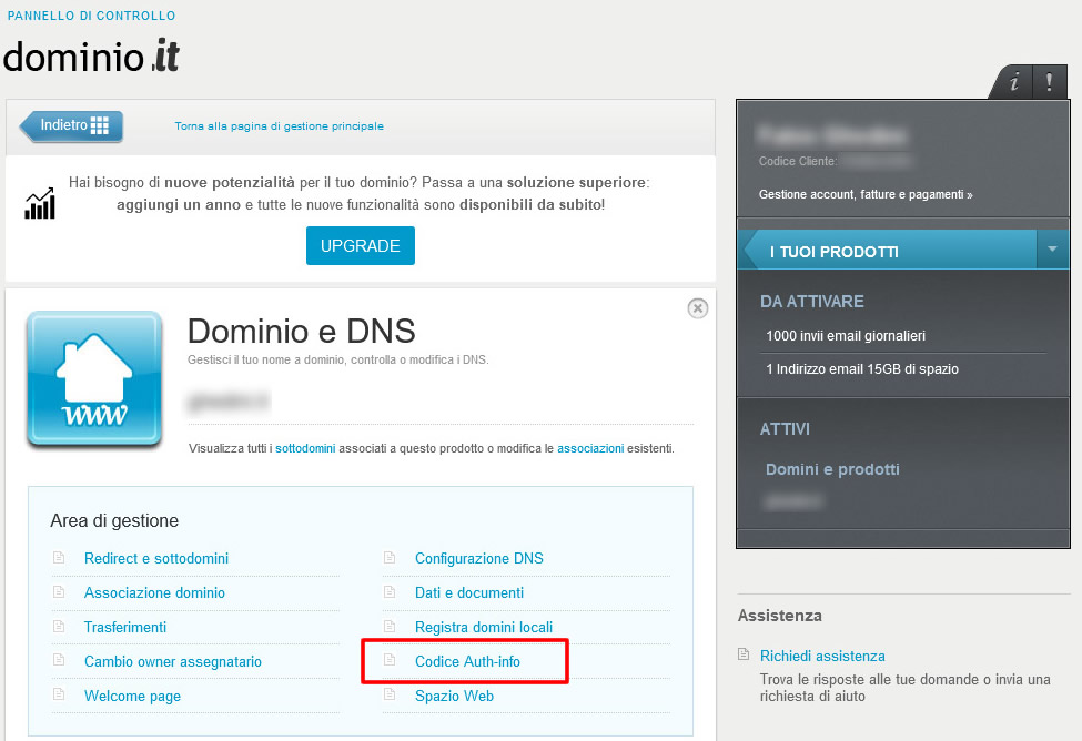 Richiedere EPP Code/AuthCode su Register.it Richiedere EPP Code/AuthCode su Register.it