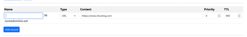 Creare un redirect del dominio