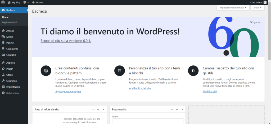 Bacheca WordPress per installare Duplicator