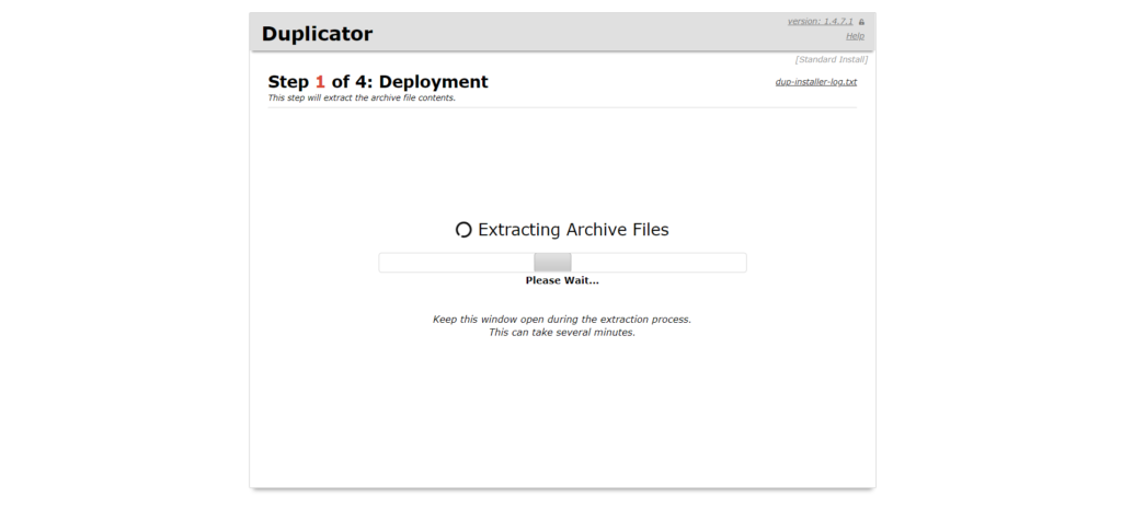 Estrazione dell'archivio Duplicator