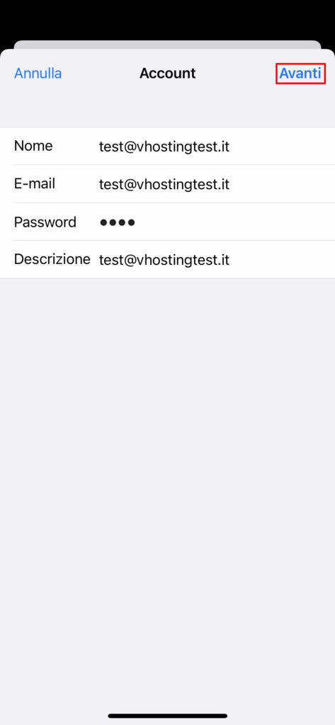 Come configurare una casella di posta su Mail Inserimento dei dati della casella email su iPhone
