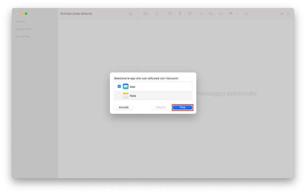 Come configurare una casella di posta su Mail Completamento della configurazione dell'account Mail su Mac