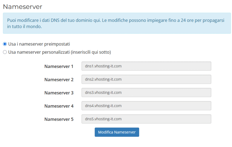 Nameserver di default