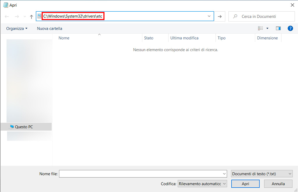 modificare il file hosts modificare il file hosts