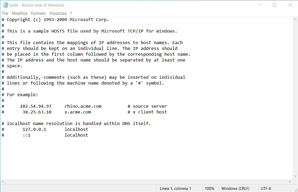 modificare il file hosts modificare il file hosts