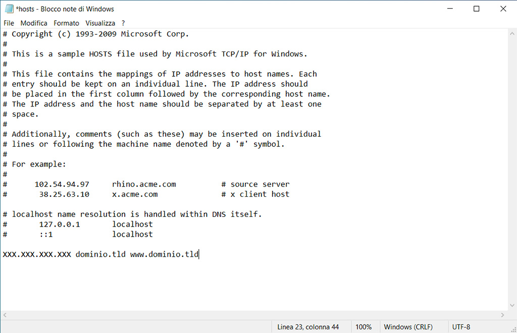 modificare il file hosts modificare il file hosts