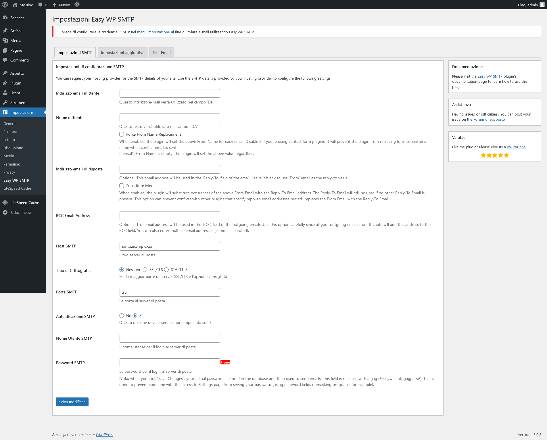 Mail non inviate da WP: usare PHP o SMTP? Easy WP SMTP