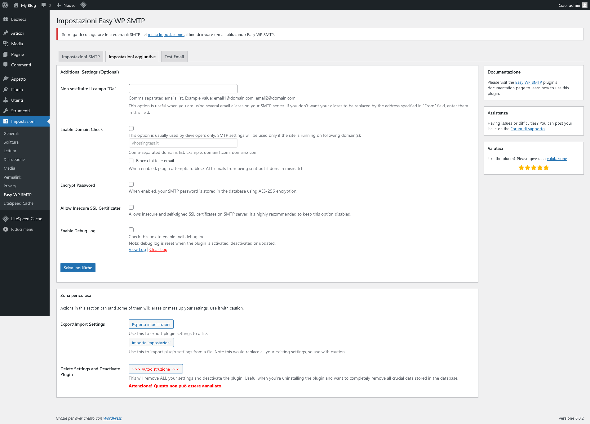 Mail non inviate da WP: usare PHP o SMTP? Easy WP SMTP