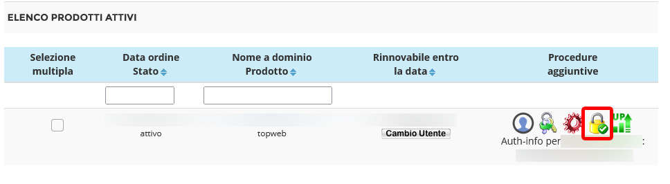 Richiedere il codice EPP/AuthCode e gestire i DNS su TopHost