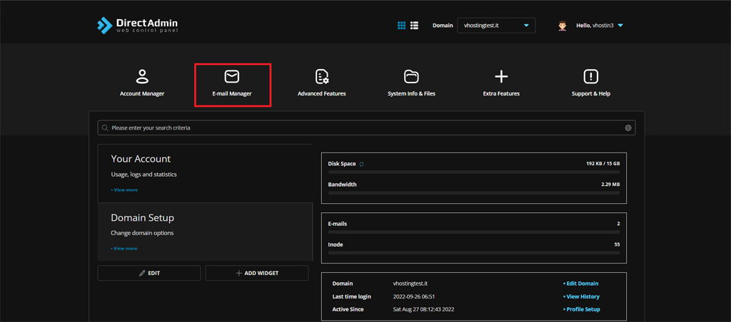 Come creare una casella email su DirectAdmin Come creare una casella email su DirectAdmin