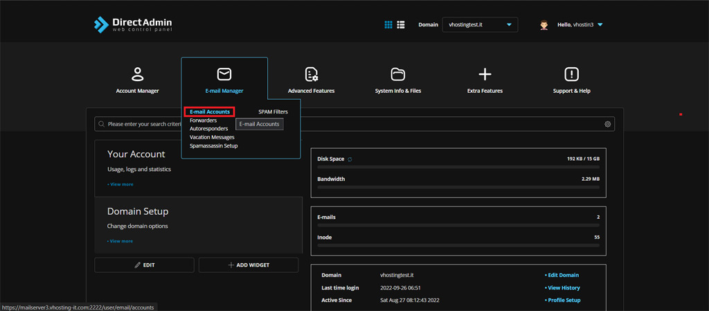 Come creare una casella email su DirectAdmin Come creare una casella email su DirectAdmin