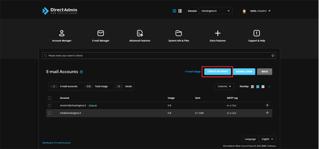 Come creare una casella email su DirectAdmin Come creare una casella email su DirectAdmin
