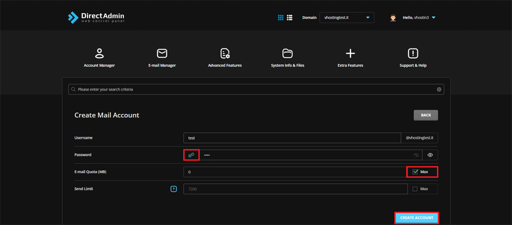 Come creare una casella email su DirectAdmin Come creare una casella email su DirectAdmin