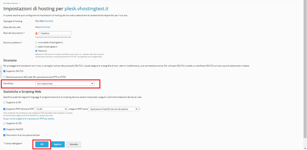 Come gestire i certificati SSL su Plesk Come gestire i certificati SSL da Plesk
