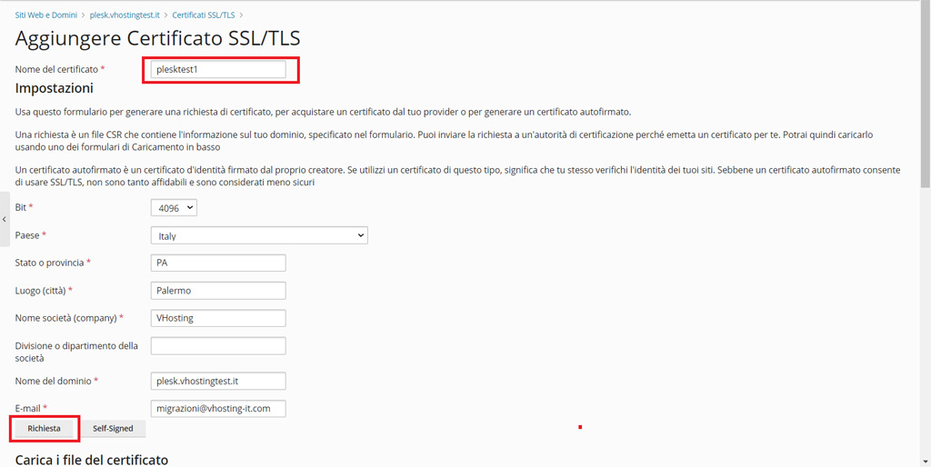 Come gestire i certificati SSL su Plesk Come gestire i certificati SSL da Plesk