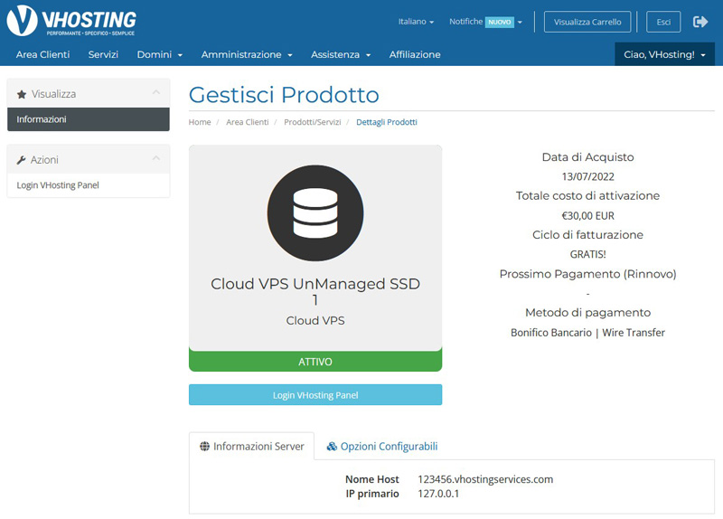 Come installare il sistema operativo su una VPS non gestita