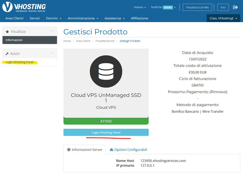 Come installare il sistema operativo su una VPS non gestita