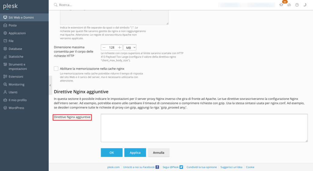 Come bloccare User-Agent dal pannello di controllo Plesk Come bloccare User-Agent dal pannello di controllo Plesk