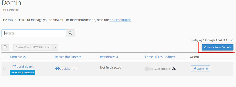 Come creare un terzo livello su cPanel Come creare un terzo livello su cPanel