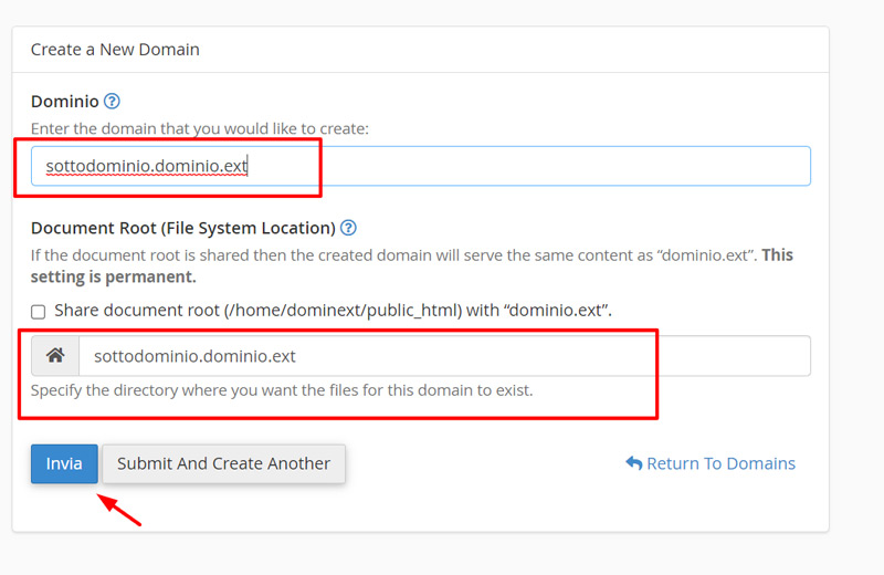 Come creare un terzo livello su cPanel Come creare un terzo livello su cPanel