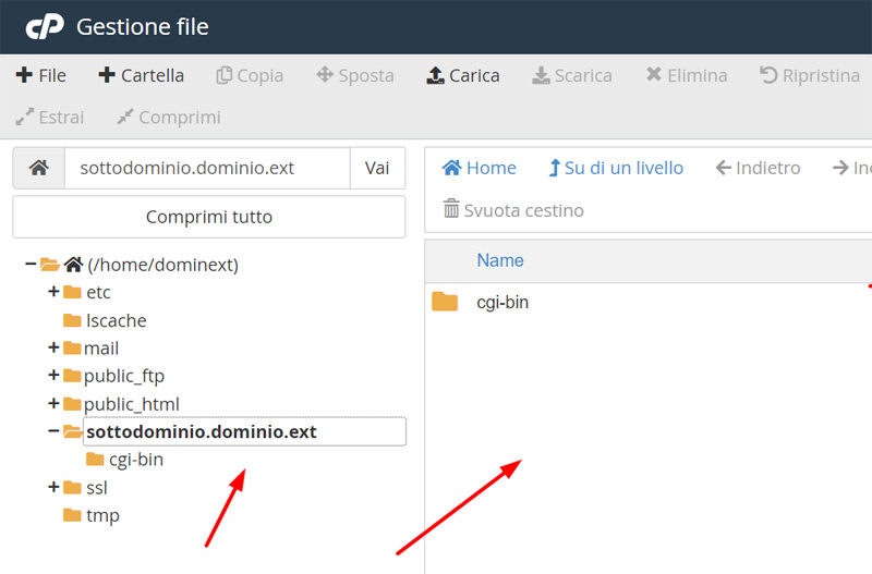 Come creare un terzo livello su cPanel Come creare un terzo livello su cPanel