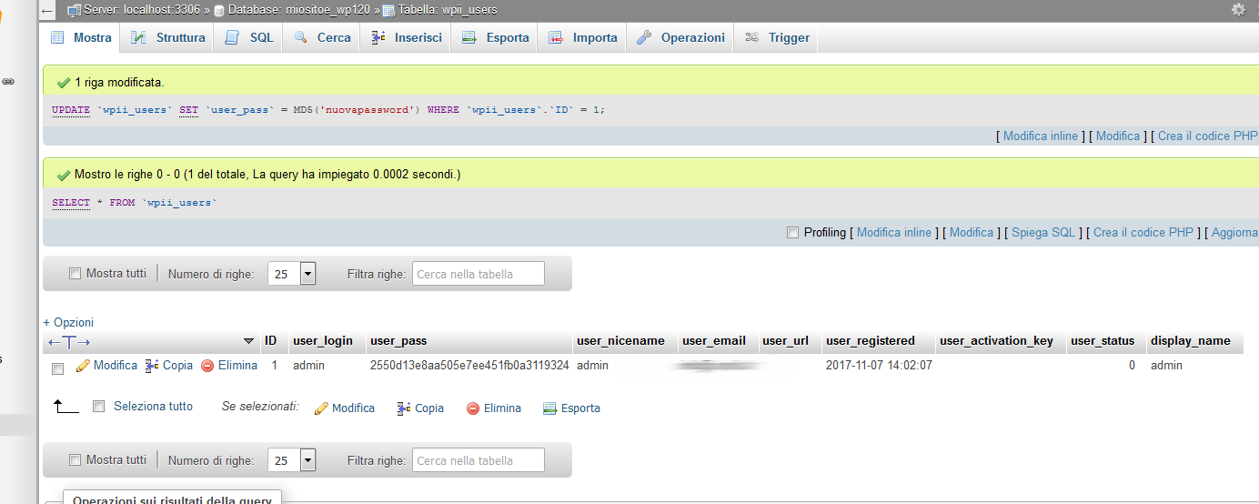 Come resettare la password persa/dimenticata di WordPress