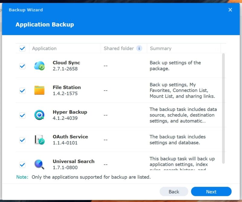 Wizard di configurazione Hyper Backup