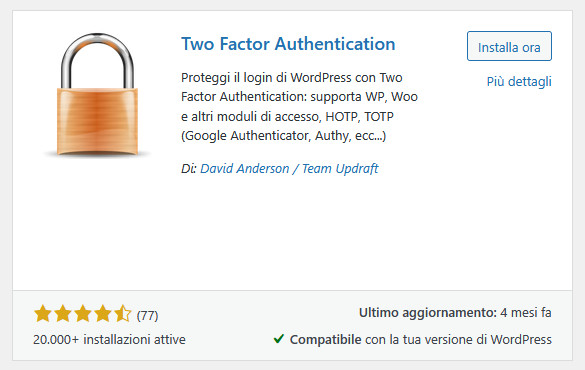 2FA: autenticazione a 2 fattori su WordPress 2FA: autenticazione a 2 fattori su WordPress