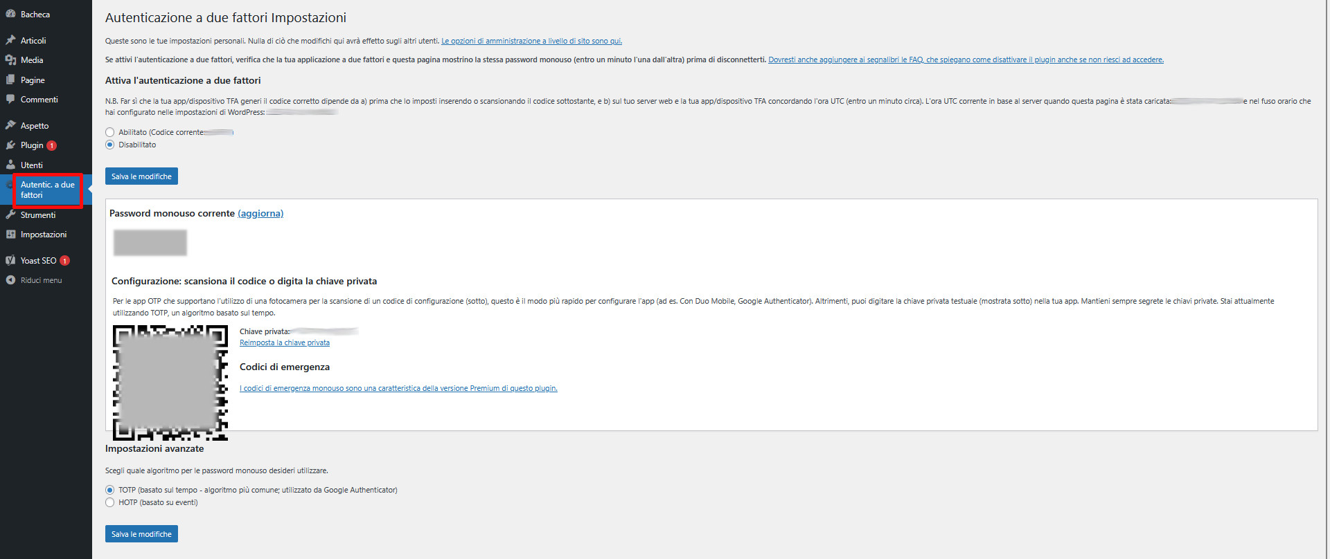 2FA: autenticazione a 2 fattori su WordPress 2FA: autenticazione a 2 fattori su WordPress