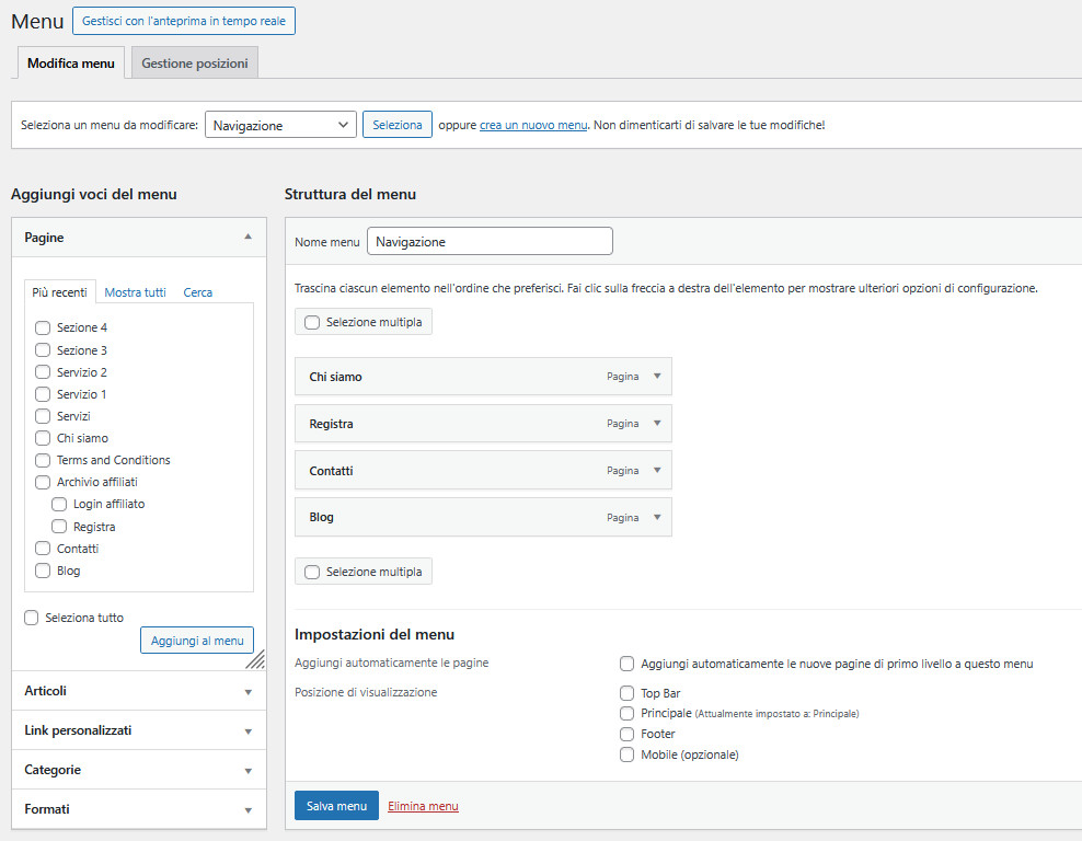 I menù su WordPress Guida: i menù su WordPress