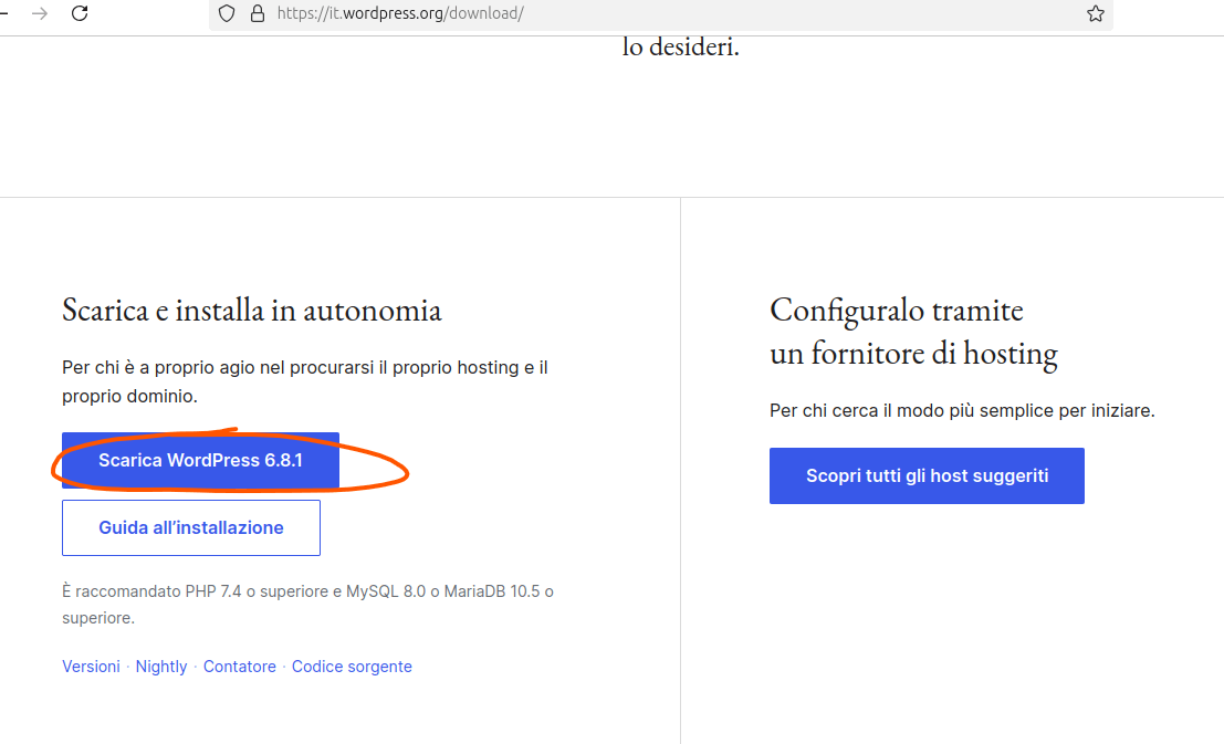 Installare manualmente WordPress Installare manualmente WordPress