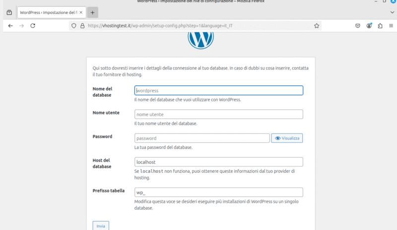 Installare manualmente WordPress