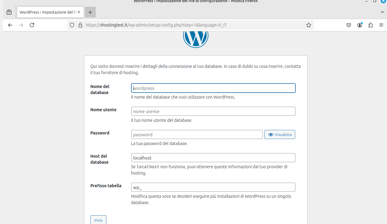 Installare manualmente WordPress Installare manualmente WordPress