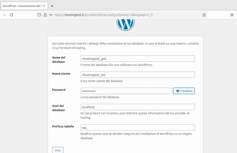 Installare manualmente WordPress