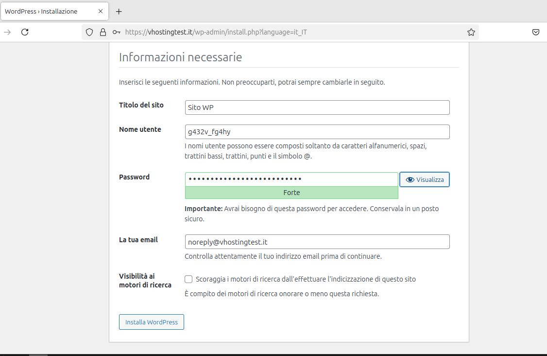 Installare manualmente WordPress Installare manualmente WordPress