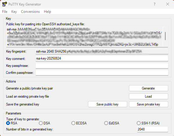 Generare chiave privata e chiave pubblica con Puttygen Generare chiave privata e chiave pubblica con Puttygen