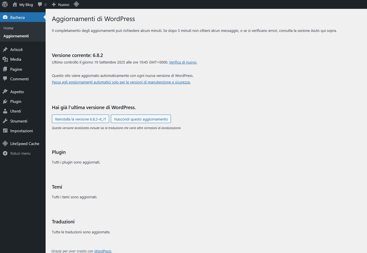Guida WordPress Guida WordPress - Aggiornamenti
