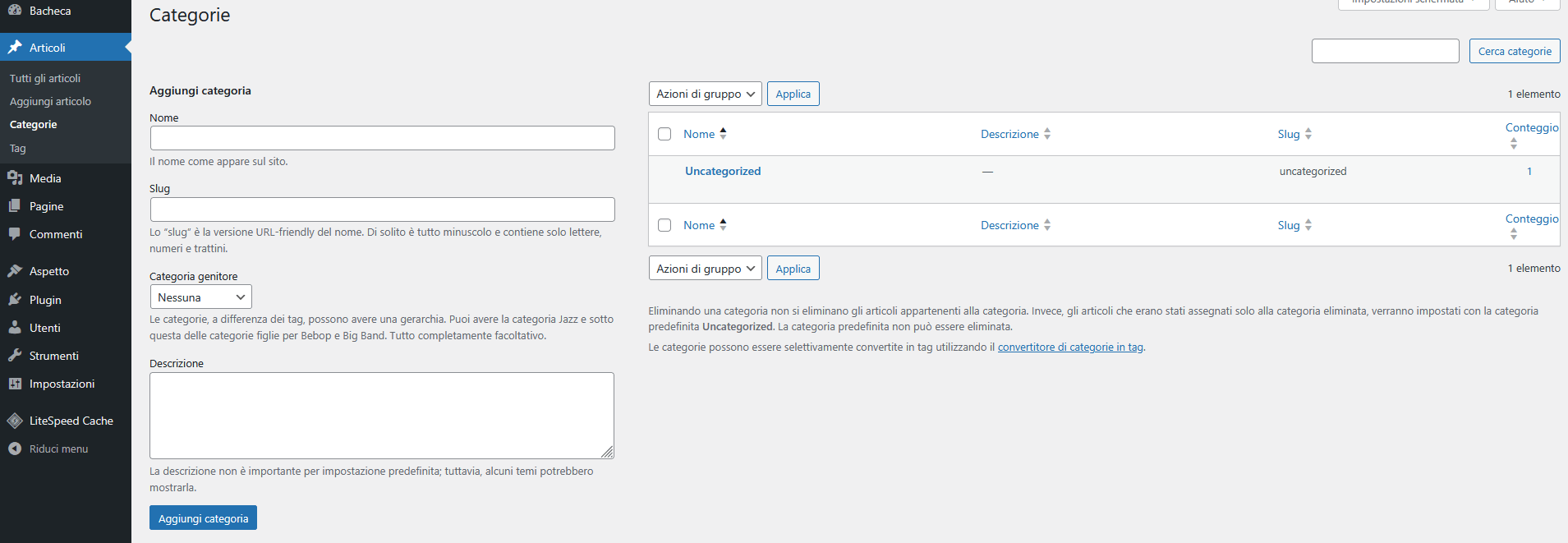 Guida WordPress Guida WordPress - Categorie