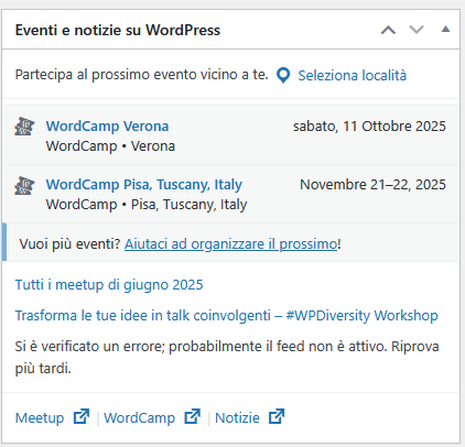 Guida WordPress Guida WordPress - Eventi