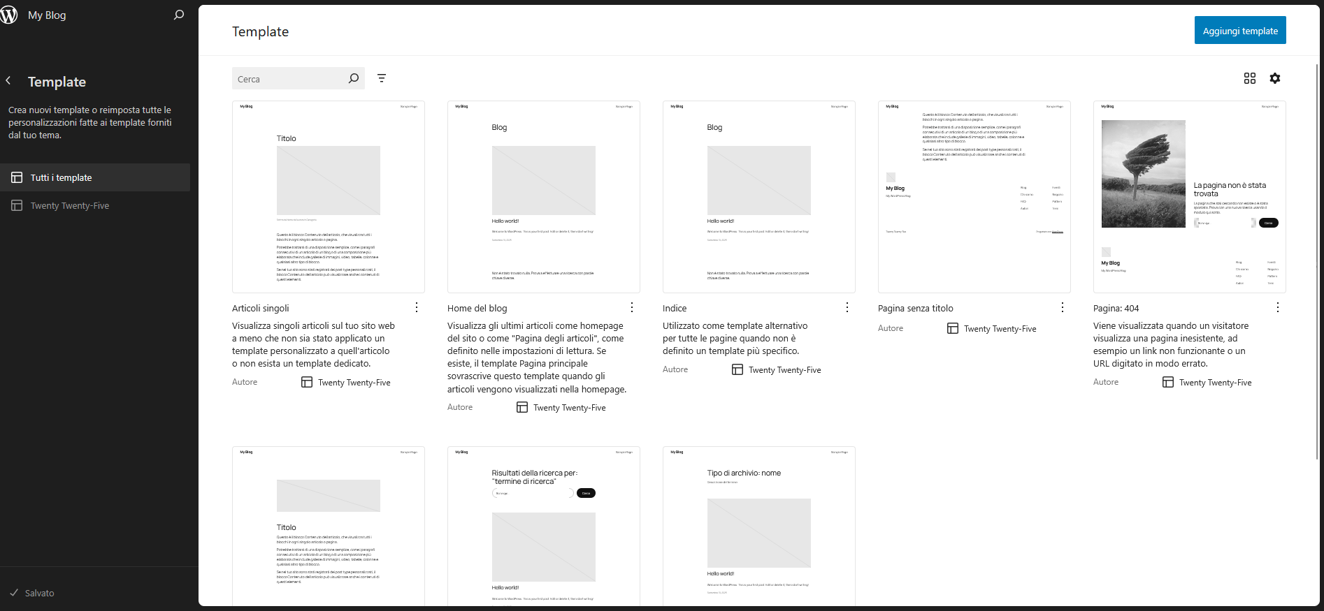 Guida WordPress Guida WordPress - Template editor