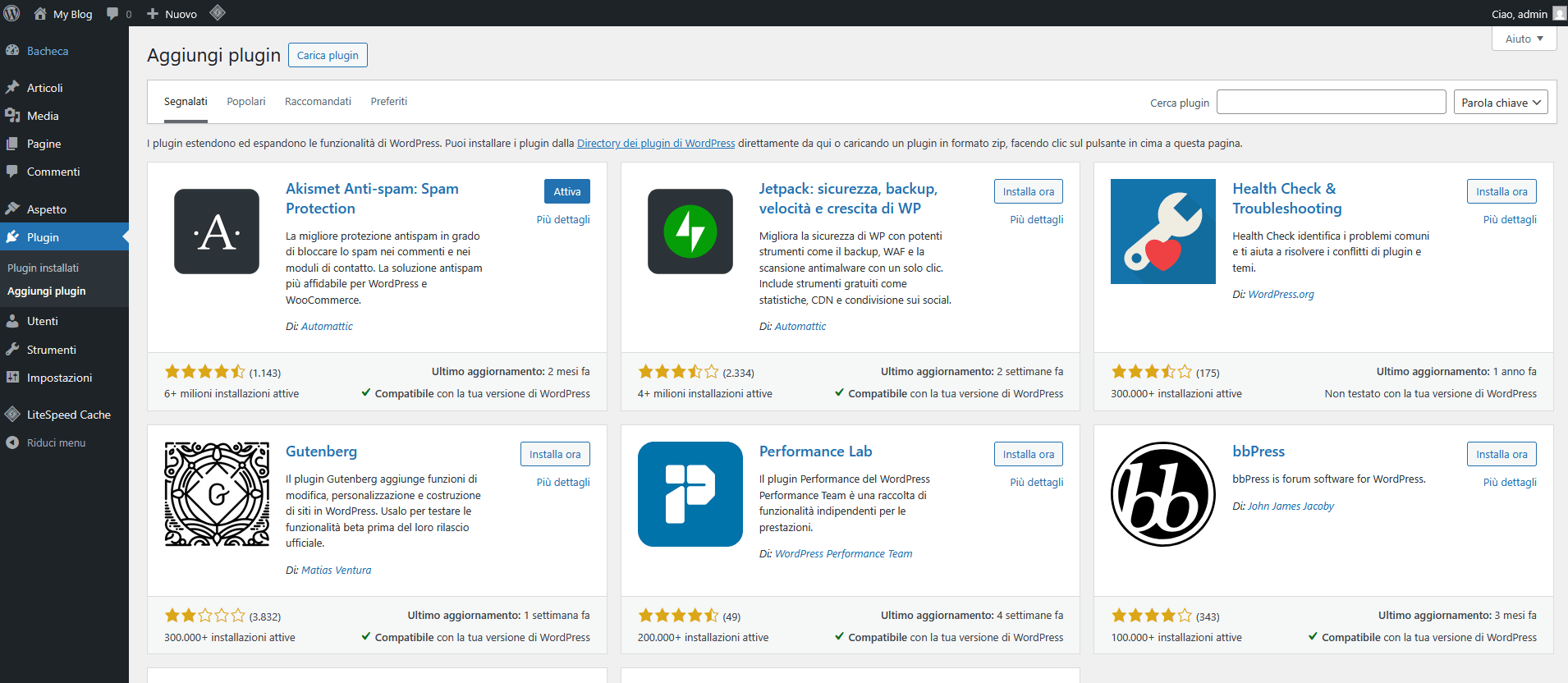 Guida WordPress Guida WordPress - Aggiungi nuovo plugin