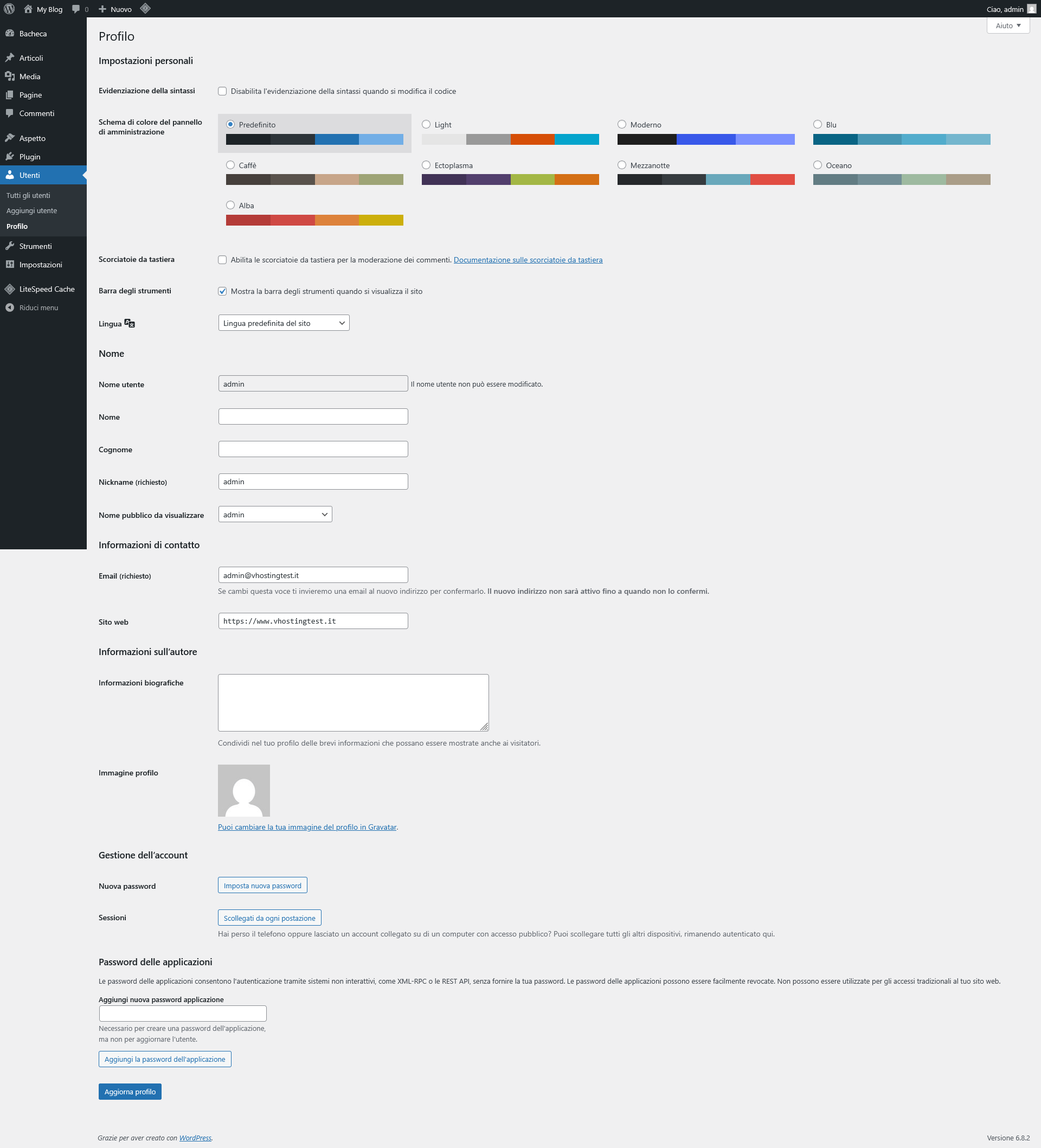 Guida WordPress Guida WordPress - Profilo